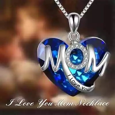 Heart Shaped Crystal MOM Pendant Necklace Fashionable Women's Mother's Day Gift • $7.89