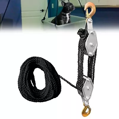 Block And Tackle 2T Breaking Strength Heavy Duty Pulley 65 Ft 3/8  Rope Pulley • $27.50