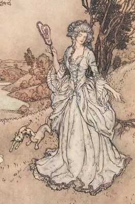 Butterflies Dachshunds Victorian Woman Arthur Rackham 1913 Tipped-In Art Print • $16