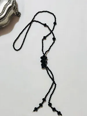 Vintage Estate Jewellery - Necklace French Jet Glass Long Strand Knotted • $28