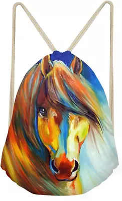 Animal Horse Printed Durable Drawstring Bags Teenager Backpacks • $16.32