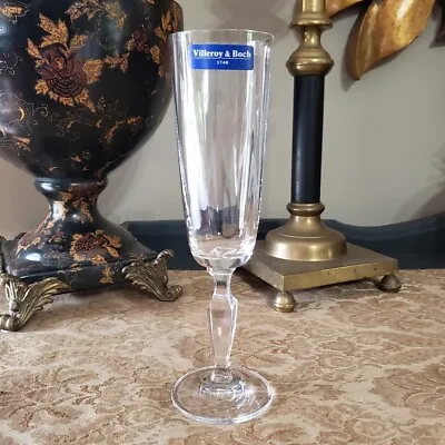 Villeroy & Boch Crystal Champagne Flute Wine Glass 8.5  Tall 6 Ounces MALINDI  • $26