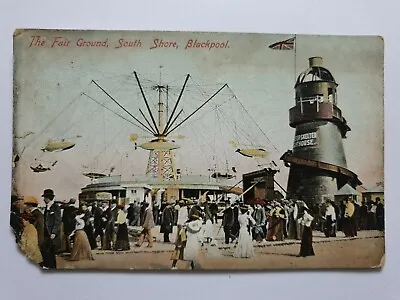 The Fairground South Shore Blackpool Lancashire Old Postcard • £2.50