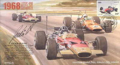 1968d LOTUS-COSWORTH & McLAREN-COSWORTH MEXICO F1 Cover Signed JACKIE OLIVER • $17.41