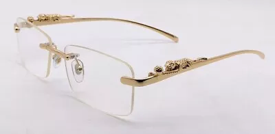 RSINC  Men Rimless Eyeglass Metal Golden Panther 54-18-140 Cart-12 • $119.58