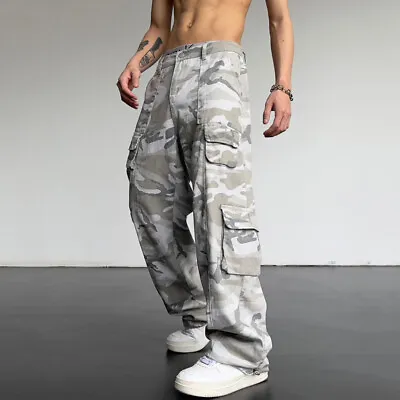 Men Cargo Pants Camouflage Outdoor Trousers Baggy Hip Hop Pocket Streetwear  • $40