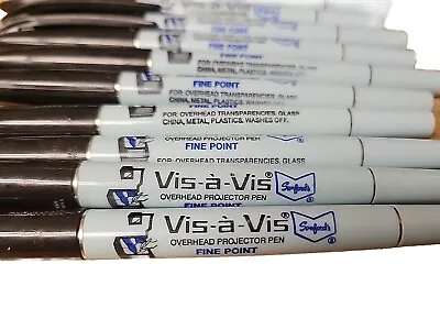 Expo VIS-A-VIS Wet Erase Markers 12 Extra Fine Point Pens Overhead Black 16001 • $9.99