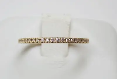 Lazare Kaplan Diamond Micro Pave 0.07ct 18k Yellow Gold Half Eternity Band Ring • $999.75