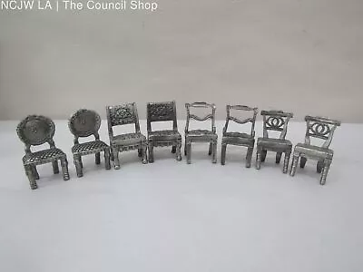 Vintage Miniature Pewter Chairs Place Card Holders- Set Of 8 • $16