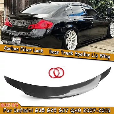 For Infiniti G35 G25 G37 Q40 2007-15 Sedan 4DR Carbon Duckbill Rear Spoiler Lip • $108.29