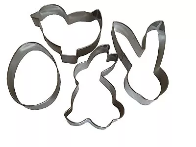 4 X Easter Metal Cookie Cutter Set Rabbit Chick Egg Bunny Biscuit Fondant Cake  • £3.19