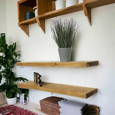 Bespoke Floating Wooden Shelves - Hidden Mounting - Set Of 2 Colour Choices • £78.97