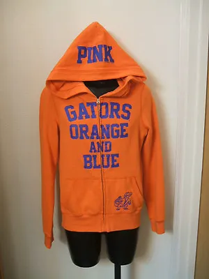 Victoria's Secret Hoodie Sweatshirt Small Orange Blue Gators Florida S Zip Front • $20