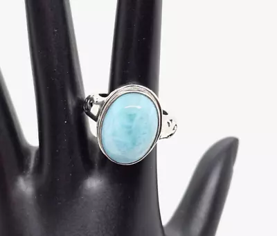 VTG Sterling Silver Marahlago Larimar Ring Size 7 Excellent Quality Hallmarked • $75