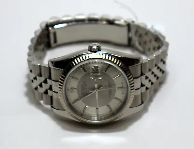 Rolex Datejust 116234 Silver Dial 18k White Gold Fluted Bezel SS Wristwatch 36mm • $7504.95