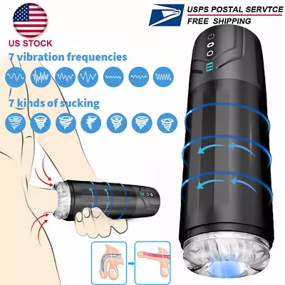 Male Masturbaters Cup Automatic HandsFree Rotating Thrusting Stroker Men Sex Toy • $29.96