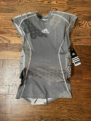 Adidas Adult Techfit Padded Compression Shirt Large Gray Iron Skin 5 Pad NWT • $94.21