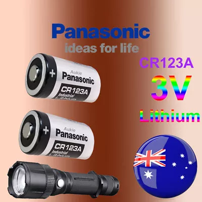 2x Panasonic CR123A Lithium 3V Battery Camera Photo Flashlight Batteries • $10.99