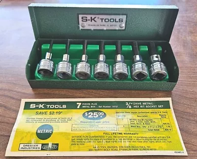 SK Tools 19707 3/8  Drive 7 Pc SAE Hex Bit Socket Set With Case • $57