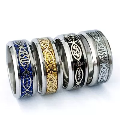 Wholesale 36 Jesus Stainless Steel Rings Christian God Church Women Men Jewelry • $27.54