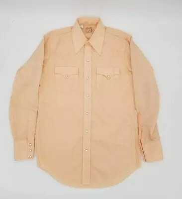 Vintage Roper Western Shirt Mens Large 15 1/2 34 Orange Long Sleeve Pearl Snap • $19.87