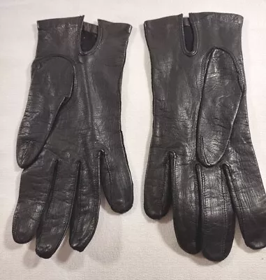 Ladies Black Leather Everyday Driving Gloves Size Small Soft Lined Vintage Bike • $12