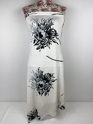 Aust Made Sheike Strapless Maxi Dress Size 14 Asymmetrical White Palm Print Boho • $40.88