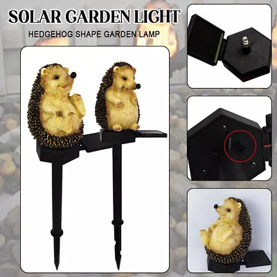 1/2 Pcs Solar Hedgehog Resin Ground Light Outdoor Garden Lawn LED Stakes Lamp • £10.99