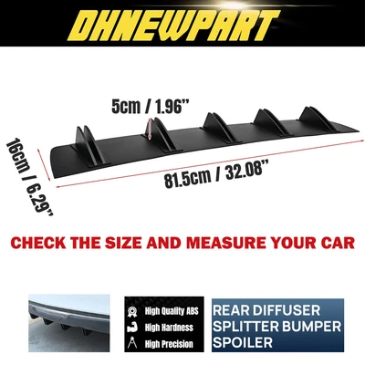 $39.95 • Buy For VW Jetta MK5 MK6 MK7 Rear Lip Bumper Diffuser Shark 5 Fin Spoiler Wing Lips