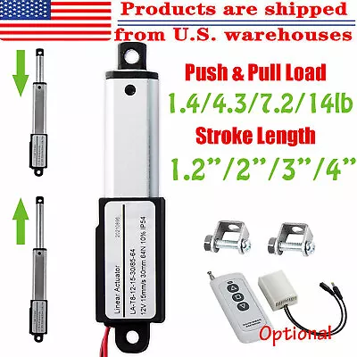 Mini Micro Electric Linear Actuator Stroke 1.2  2  3  4  12V High Speed 6 /sec • $19.89