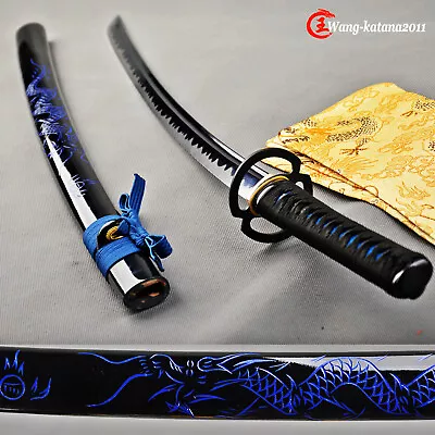 40'' Musashi Blue Dragon T1095 Katana Japenese Sharp Functional Fulltang Sword • $140