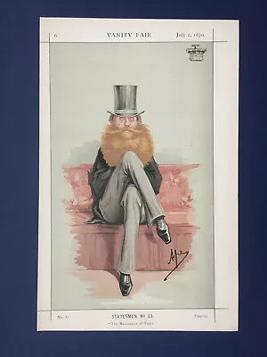 Original 1870 Vanity Fair Print Of Earl Spencer - Lord Lieutenant Of Ireland • £14.99