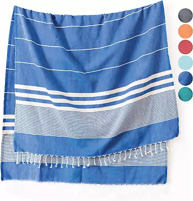 Turkish Beach Towel 39X71In Azure Blue • $15.41