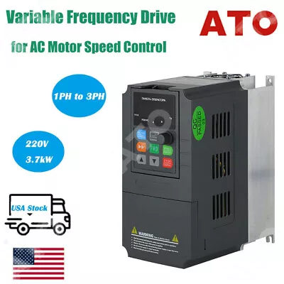   ATO Variable Frequency Drive Inverter Single ~3 Phase VFD - 5HP 220V 3.7KW 19A • $293.70