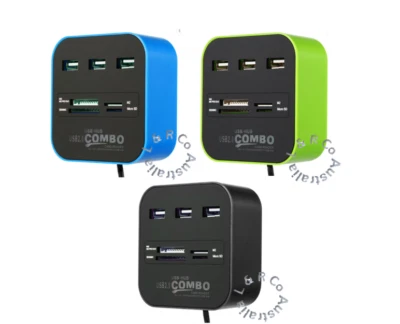 $5.50 • Buy 3 USB Hub Splitter And 4 Memory Card Reader For MicroSD/SD/M2/Laptop/PC