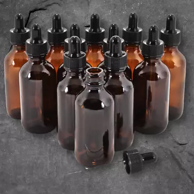 Vivaplex 12 Amber 2 Oz Glass Bottles With Glass Eye Droppers • $17.49