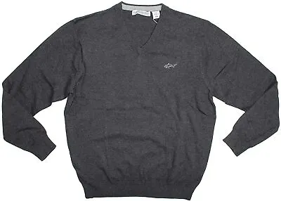 Greg Norman Men's Cotton V-Neck Sweater Charcoal • $27.99