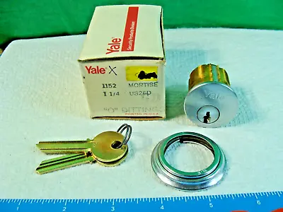 Yale Mortise Cylinder Lock 1152 1-1/4 US26D 2-Keys Satin NIB NOS Key-GD-Blank • $20