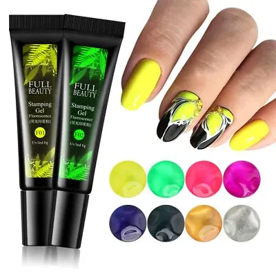 Neon Nails Stamping Polish - Fluorescent Hybrid Gel Vibrant Manicure Template • $9.59