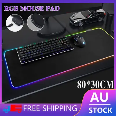 $18.02 • Buy LED Gaming Mouse Pad Large RGB Extended Mousepad Keyboard Desk Anti-slip Mat AU