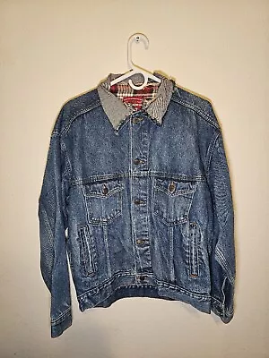 Vintage 90s Marlboro Country Store Mens Medium Blue Denim Jean Jacket • $25