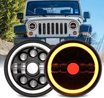 7 Inch Round LED Headlights Headlamp For Jeep Wrangler JK TJ LJ CJ Hummber H1 H2 • $50.98