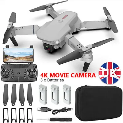 4K Foldable Drone With Camera X Pro WIFI FPV HD Selfie RC Quadcopter Kids Gift • £24.99