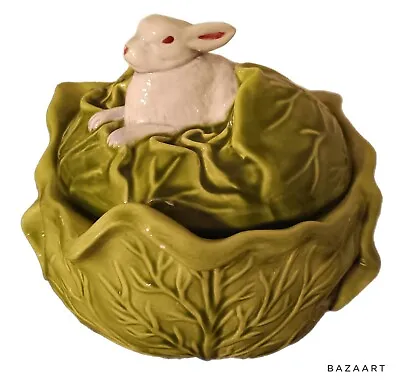 Holland Mold Rabbit Cabbage Bowl Tureen With Lid Hand Painted • $19.95