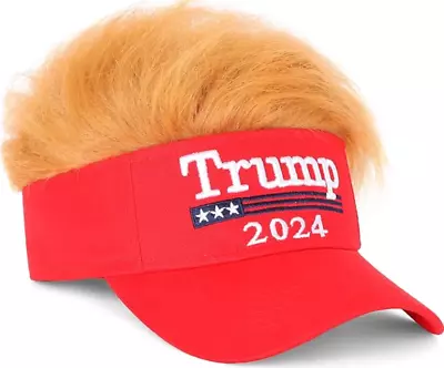 Trump 2024 Hat With Hair Wig Hat Embroidered Ultra Adjustable MAGA Baseball Cap • $27.99