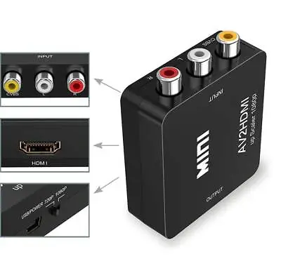 RCA To Mini HDMI Converter Device Mini Composite AV Upscale Adapter 1080P HD AV • $17.35