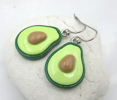 Avocado Earrings Stainless Steel Hooks Fruit Food Fun Kitch Resin Jewellery • $9
