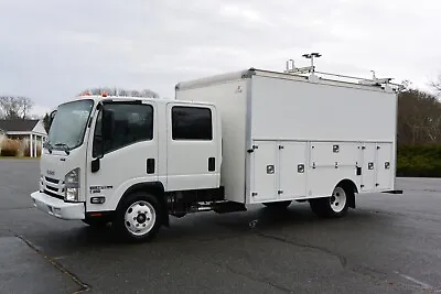 2019 Isuzu NPR Crew Cab Enclosed Utility/Service Truck Ladder Racks • $55900