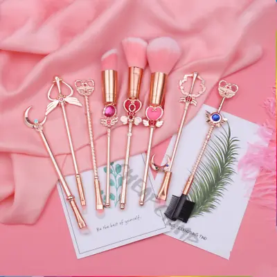 8Pcs Sailor Moon Makeup Rose-Gold Brushes Set Cosplay Fan Girl Gift • $32.49