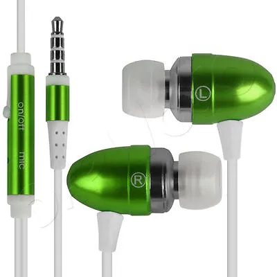 Green In-Ear Bud Headphones With Handsfree Mic Remote For Apple Iphone 4/5/5s/6 • £3.19